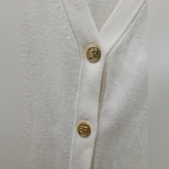 Banana Republic French Vanilla cotton long button down cardigan gold buttons SM - Picture 2 of 7